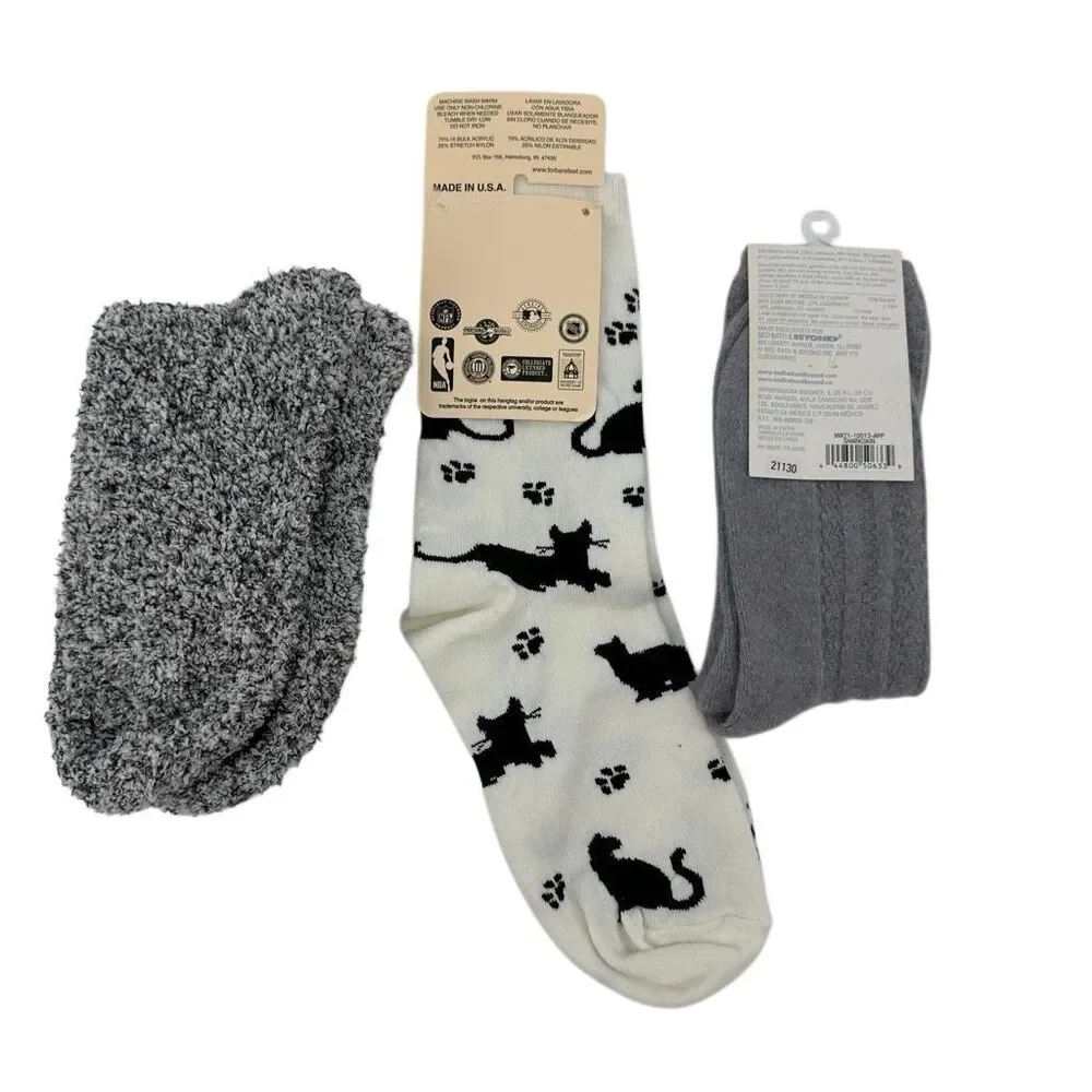 Socks Bundle 3 Pair Lot Soft Cozy Nordstrom Cats Nestwell Merino Wool Cashmere - Picture 5 of 8